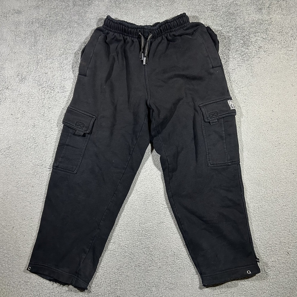 Pro Club Men's Heavyweight Fleece Black Cargo Pants Small #2695